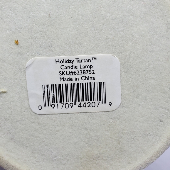 Lenox Holiday Tartan Candle Lamp & Shade, Fruit and Holly Leaves Gold Trim Vtg. - Picture 6 of 14